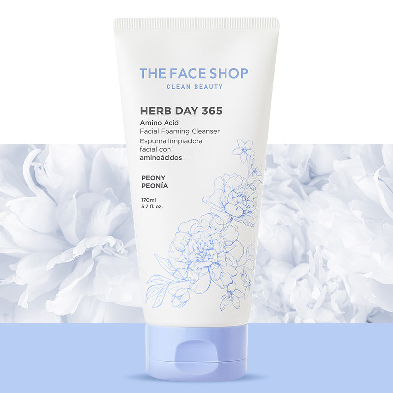 THEFACESHOP HERB DAY 365 AMINO ACID FACIAL FOAMING CLEANSER - PEONY